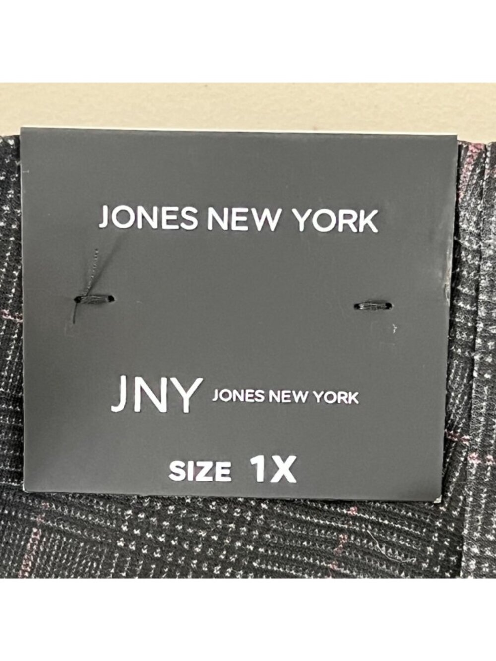 Jones New York Womens Pull-On Wide Leg Plaid Pants Sz 1X Gray Black/Gray NWT's - Picture 6 of 8
